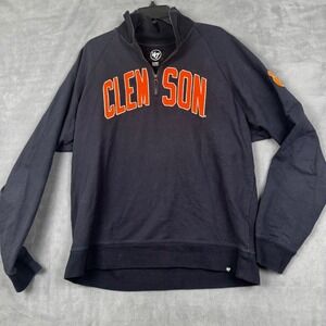 47 Brand Clemson Tigers Mens XL Quarter Zip Sweatshirt Navy Blue Pullover